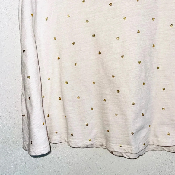 GAP Cotton Blend White & Gold Metallic Heart Print Tank Top Small Women’s - Picture 5 of 11